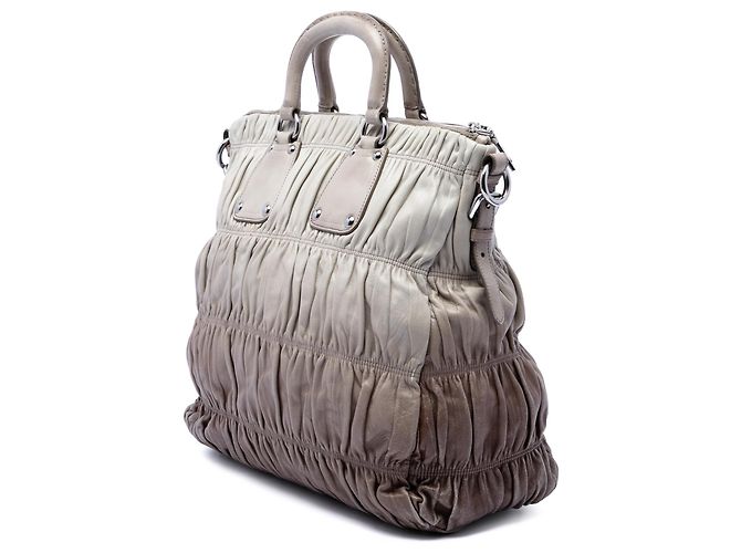Borsa Satchel Prada in Nappa Gaufre Ombre Beige - vista 2