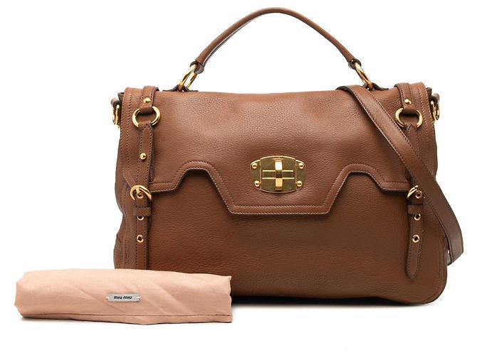 Borsa Miu Miu Paloma in pelle Cervo marrone - vista 7