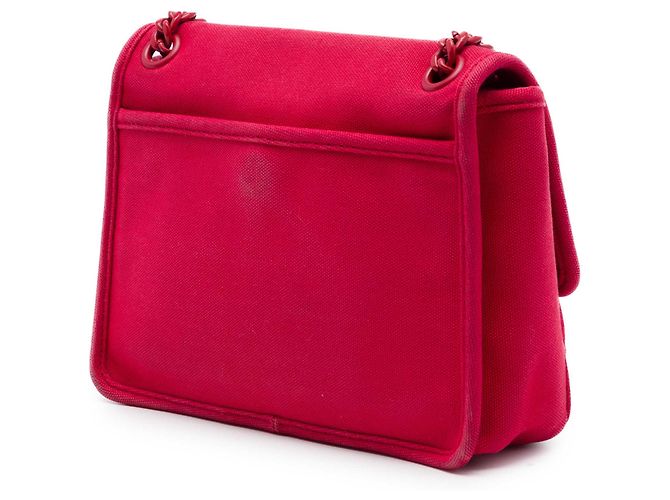 Borsa a tracolla con patta Miu Miu Pink Canvas Canapa con catena Rosa - vista 2