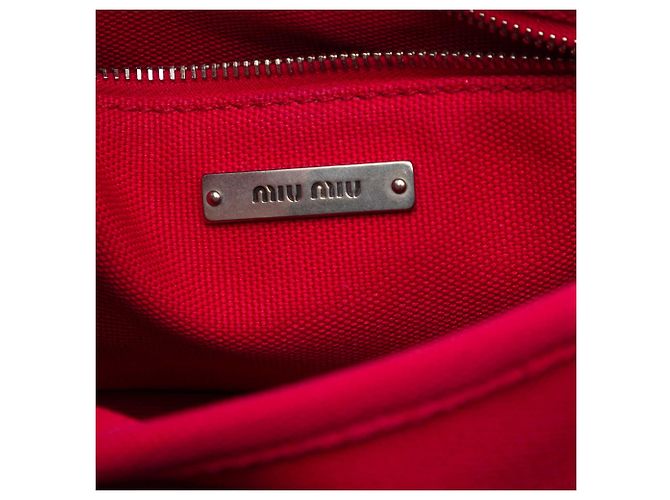 Borsa a tracolla con patta Miu Miu Pink Canvas Canapa con catena Rosa - vista 5