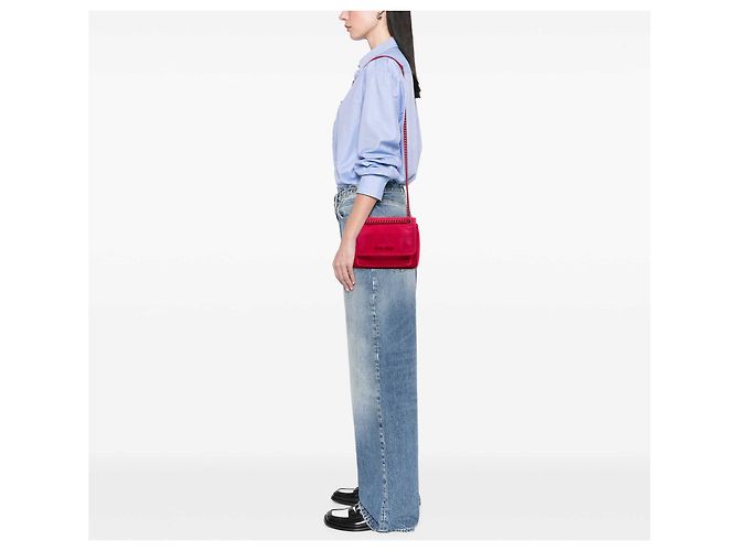Borsa a tracolla con patta Miu Miu Pink Canvas Canapa con catena Rosa - vista 7