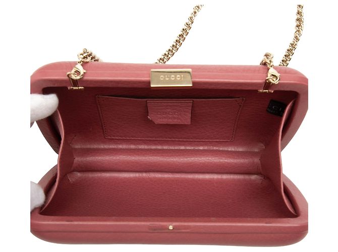 Clutch Soho con catena in pelle di vitello rosa Gucci D'oro - vista 4