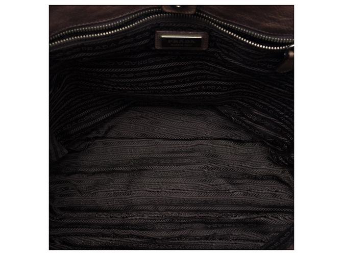Borsa tote convertibile Prada in Vitello Daino marrone ombré con zip laterale - vista 4