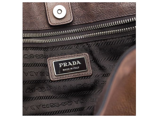 Borsa tote convertibile Prada in Vitello Daino marrone ombré con zip laterale - vista 5
