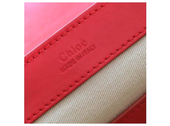 Chloé Mini Borsa a Tracolla C Chain in Vitello e Camoscio Rossa Rosso - vista 5