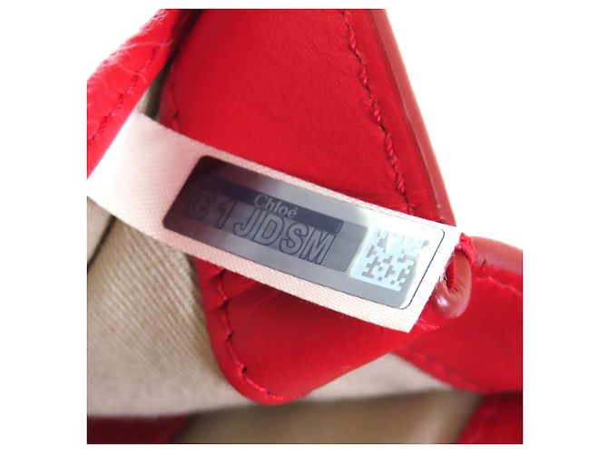 Chloé Mini Borsa a Tracolla C Chain in Vitello e Camoscio Rossa Rosso - vista 7