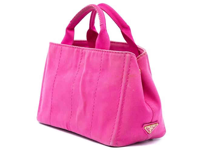 Prada Bolso Tote Small Canvas Canapa Logo Rosa - vista 2
