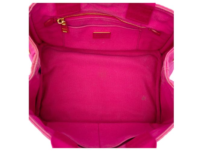 Prada Bolso Tote Small Canvas Canapa Logo Rosa - vista 4