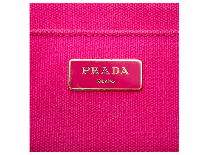 Prada Bolso Tote Small Canvas Canapa Logo Rosa - vista 5