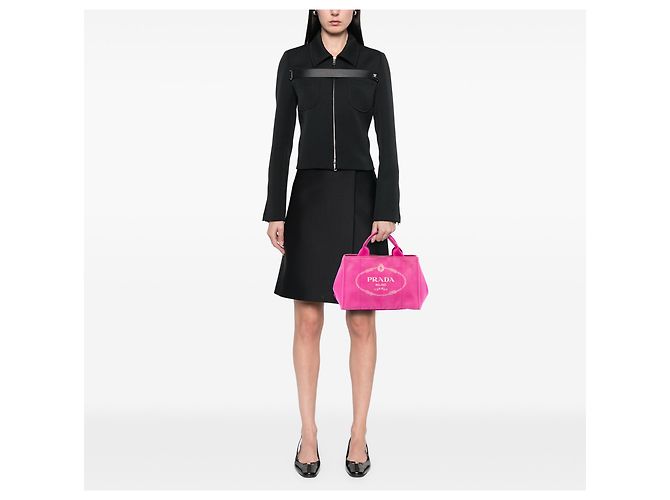 Prada Bolso Tote Small Canvas Canapa Logo Rosa - vista 6