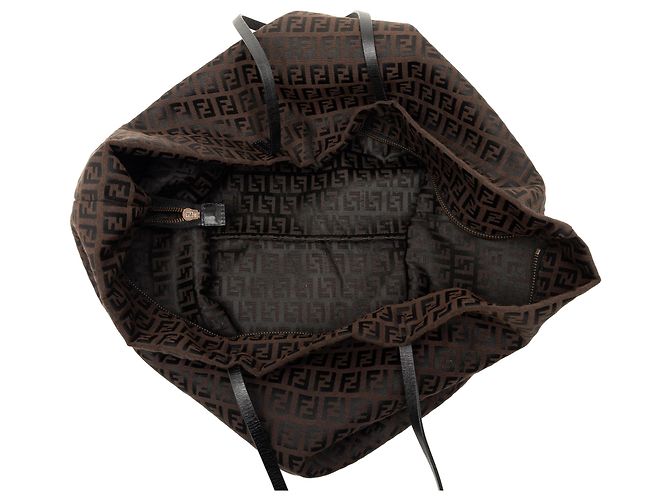 Fendi Brown Zucchino Canvas Tote Braun Dunkelbraun - Ansicht 4