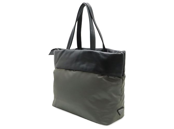 Borsa reversibile Prada in Tessuto e Nappa grigia Marrone - vista 2
