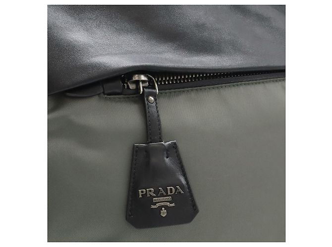 Borsa reversibile Prada in Tessuto e Nappa grigia Marrone - vista 4