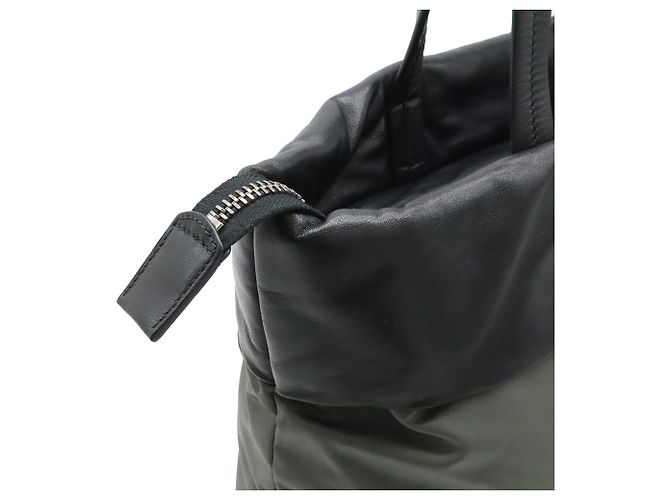 Borsa reversibile Prada in Tessuto e Nappa grigia Marrone - vista 7