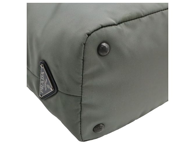 Borsa reversibile Prada in Tessuto e Nappa grigia Marrone - vista 8