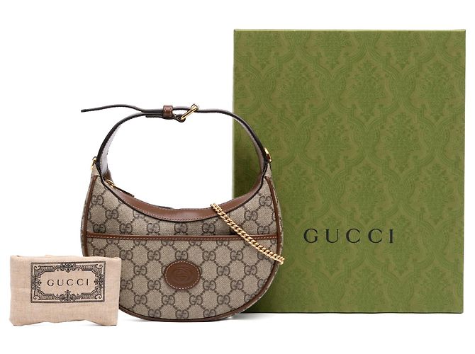 Borsa Mini GG Supreme Mezzaluna Gucci Beige - vista 7
