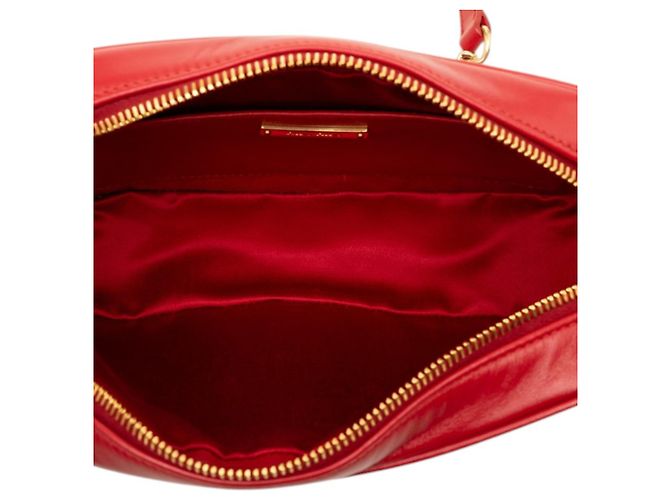 Borsa camera Miu Miu in nappa matelassé rossa con catena Rosso - vista 4