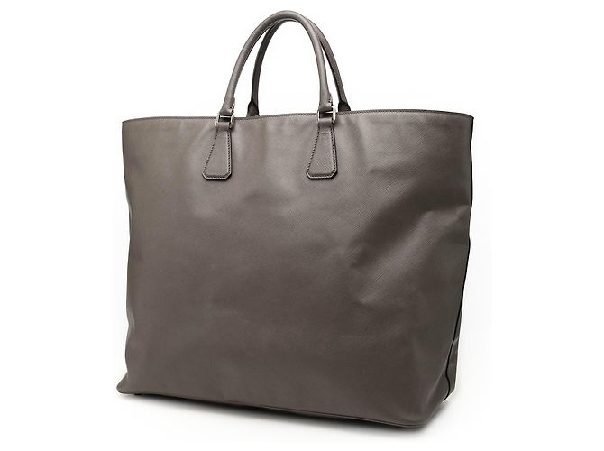 Borsa Shopping Prada Large in Saffiano Marrone Taupe - vista 2