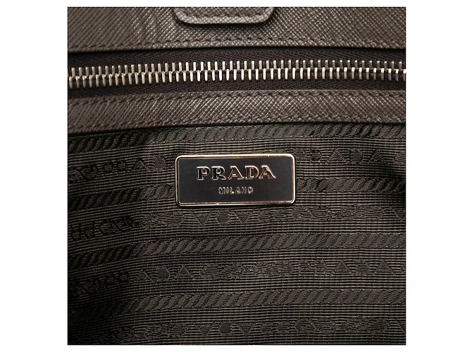 Borsa Shopping Prada Large in Saffiano Marrone Taupe - vista 5