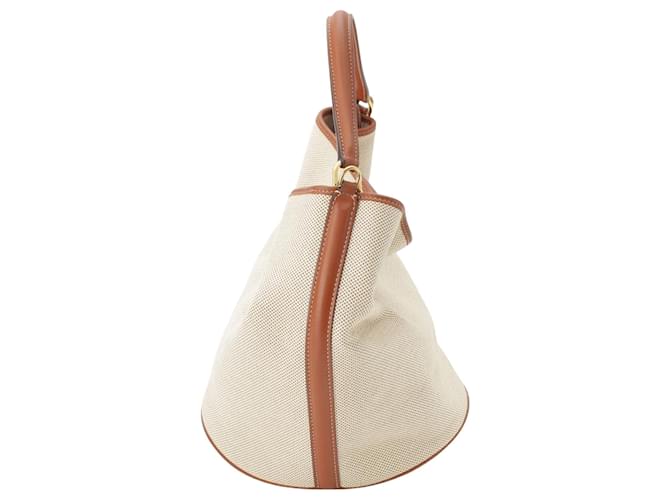 Céline Celine Brown Medium Canvas Bucket 16 Marrone Beige - vista 13