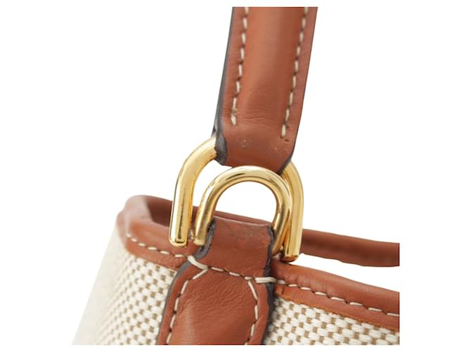 Céline Celine Brown Medium Canvas Bucket 16 Marrone Beige - vista 7