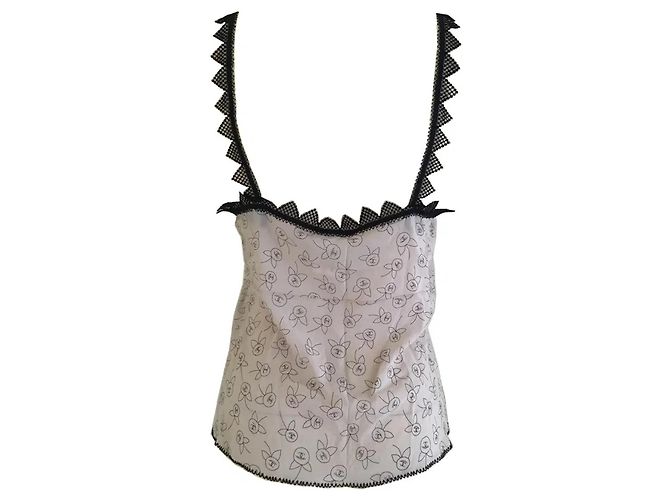 Chanel Camellia Print Seidentop Schwarz Beige - Ansicht 5