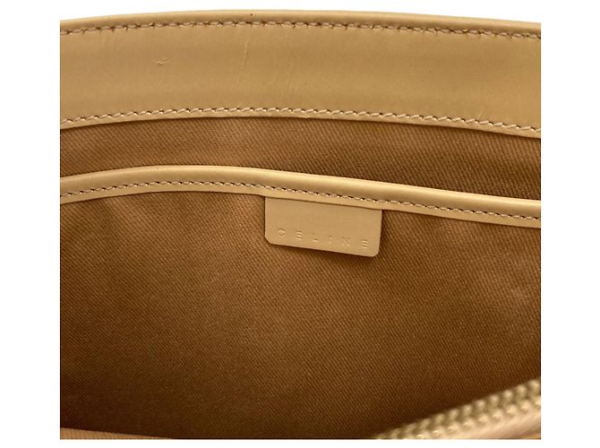 Céline Borsa Celine Logo in pelle beige - vista 3