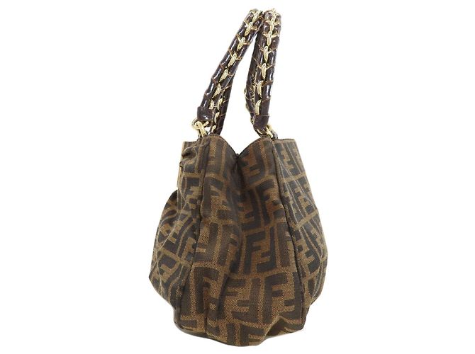 Borsa Fendi Zucca Canvas Marrone - vista 3