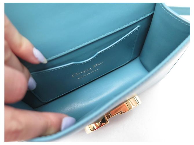 NUOVA BORSA A MANO DIOR MICRO 30 MONTAIGNE IN PELLE BOX CON TRACOLLA Turchese - vista 9