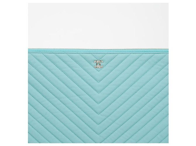 Chanel Clutch Caviar Classic Large Azul - vista 3