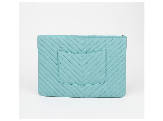Chanel Clutch Caviar Classic Large Azul - vista 4