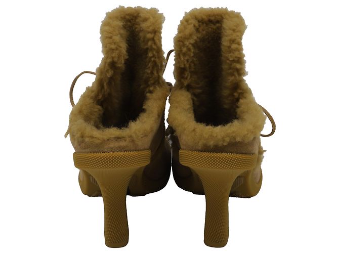 Mules Burberry con shearling in camoscio marrone Rosso - vista 5