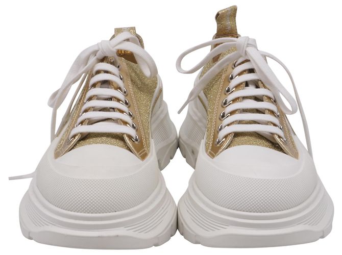 Alexander McQueen Tread Slick Glitter Sneaker aus gold metallic Canvas Golden Metallisch - Ansicht 2