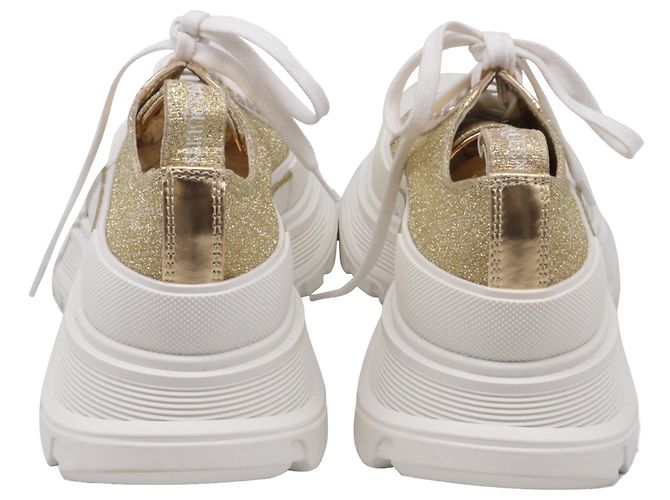 Alexander McQueen Tread Slick Glitter Sneaker aus gold metallic Canvas Golden Metallisch - Ansicht 5