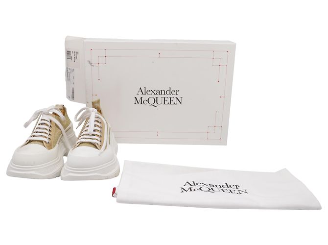 Alexander McQueen Tread Slick Glitter Sneaker aus gold metallic Canvas Golden Metallisch - Ansicht 6