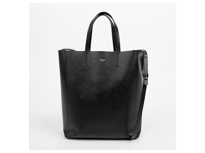 Céline Piccolo Cabas Verticale in Pelle e Borsa a Tracolla Nera Nero - vista 2
