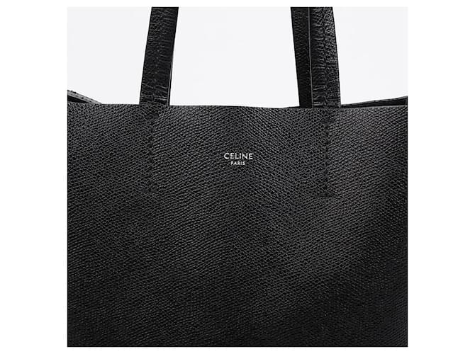 Céline Piccolo Cabas Verticale in Pelle e Borsa a Tracolla Nera Nero - vista 3