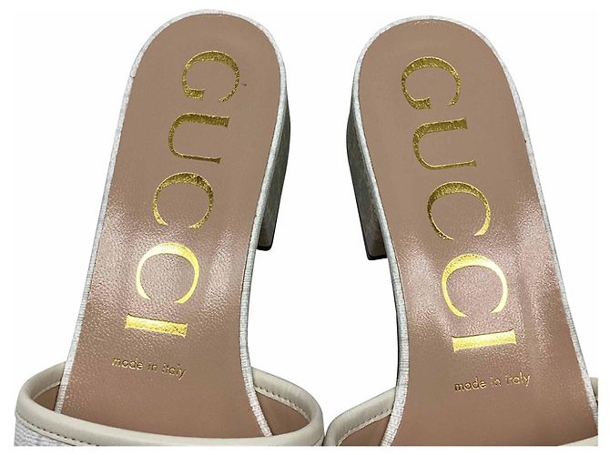 Mules con platform Malaga Gucci GG Supreme Monogram in tela bianca Bianco - vista 10