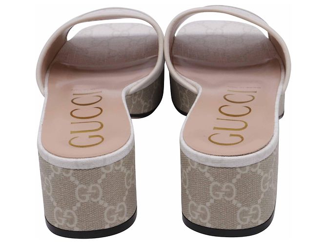 Mules con platform Malaga Gucci GG Supreme Monogram in tela bianca Bianco - vista 5
