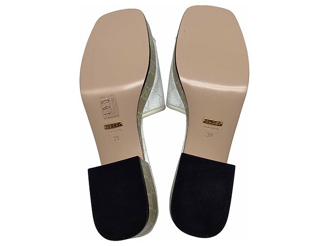 Mules con platform Malaga Gucci GG Supreme Monogram in tela bianca Bianco - vista 8