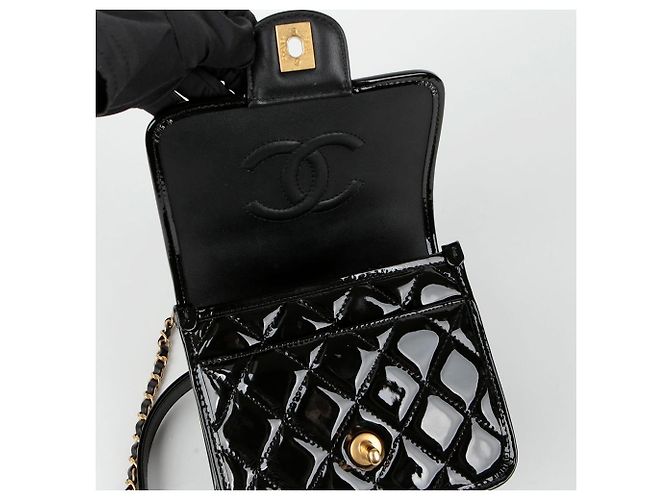Chanel Shopper mit Klappe und Tragegriff Schwarz - Ansicht 8