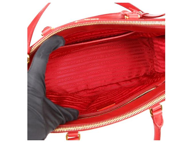 Prada Borsa a Tracolla Tote Saffiano Lux Rosso - vista 10