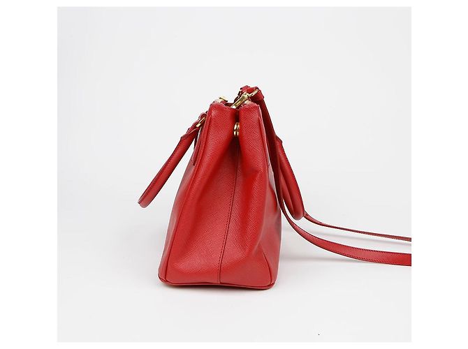 Prada Borsa a Tracolla Tote Saffiano Lux Rosso - vista 5