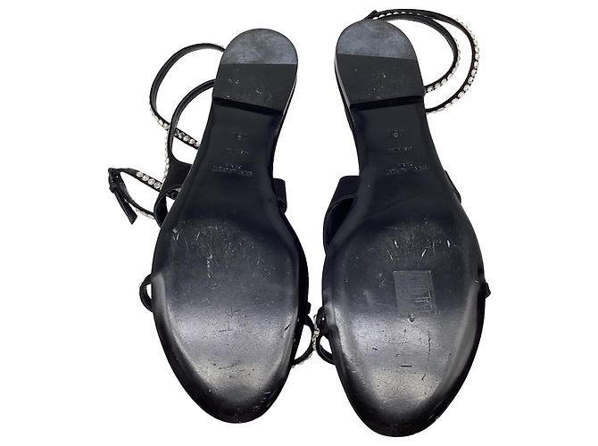 Sandali Saint Laurent Gia con cristalli in pelle nera Nero - vista 8