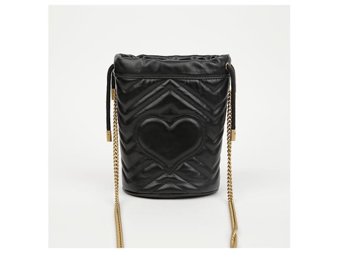 Gucci Mini Borsa Secchiello GG Marmont Nera Nero - vista 2
