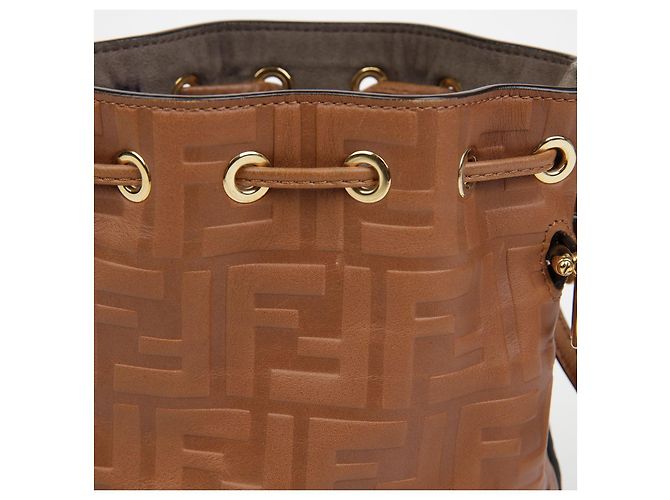 Fendi Borsa a secchiello mini Montreux da spalla Marrone - vista 4