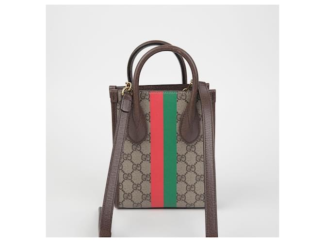Gucci Mini Borsa a Spalla Interlocking Marrone - vista 3