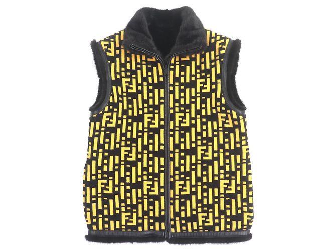 Abrigo de VISÓN Fendi Negro Amarillo - vista 2
