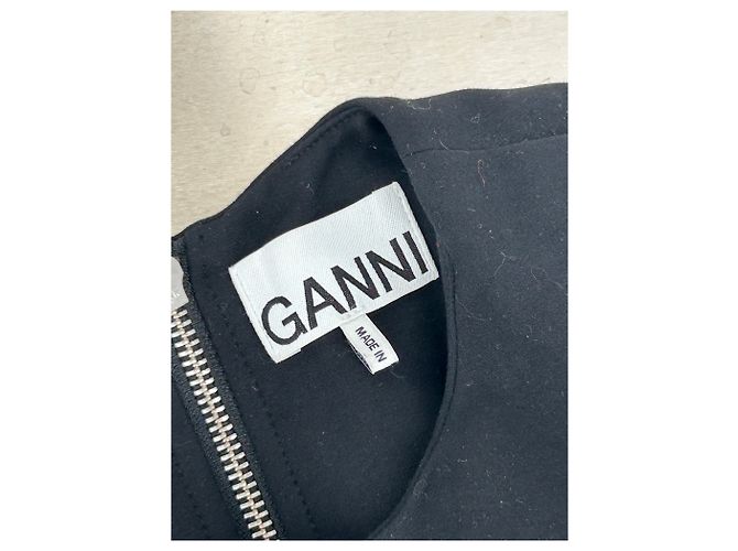 Vestido maxi de algodón negro Ganni - vista 3