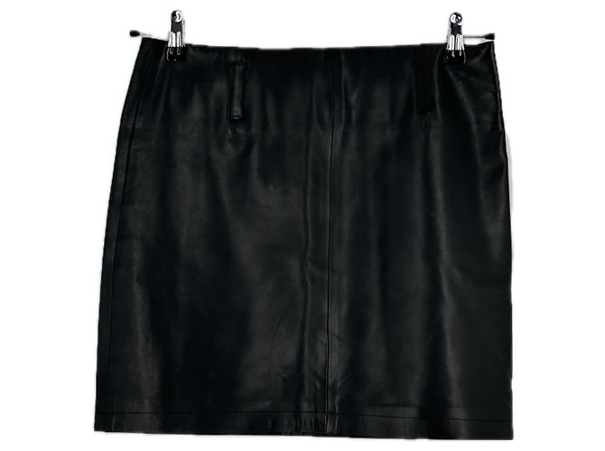 Agnès b. Minigonna in pelle nera Nero - vista 2